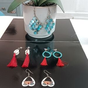 Jewelry Lot of 4 Earrings Drop Dangle Hook mix styles and colors.